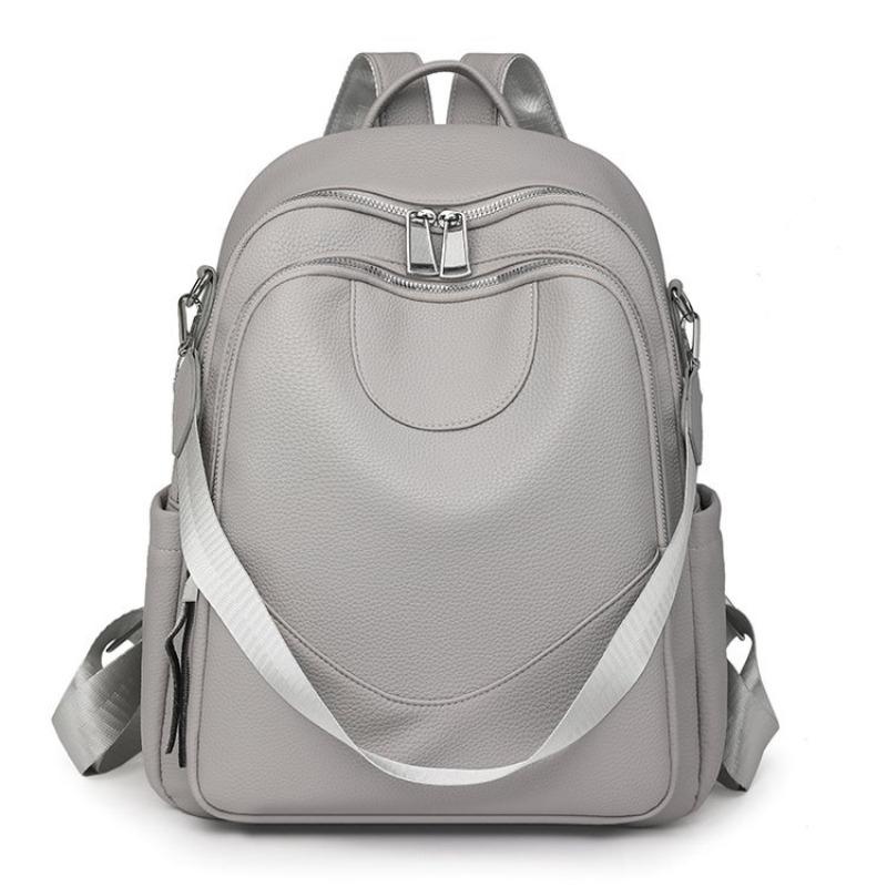 

Однотонний простий жіночий рюкзак великої місткості міський універсальний сумка для поїздок на роботу багатофункціональний текстурований повсякденний сумка через плече One size сірий колір