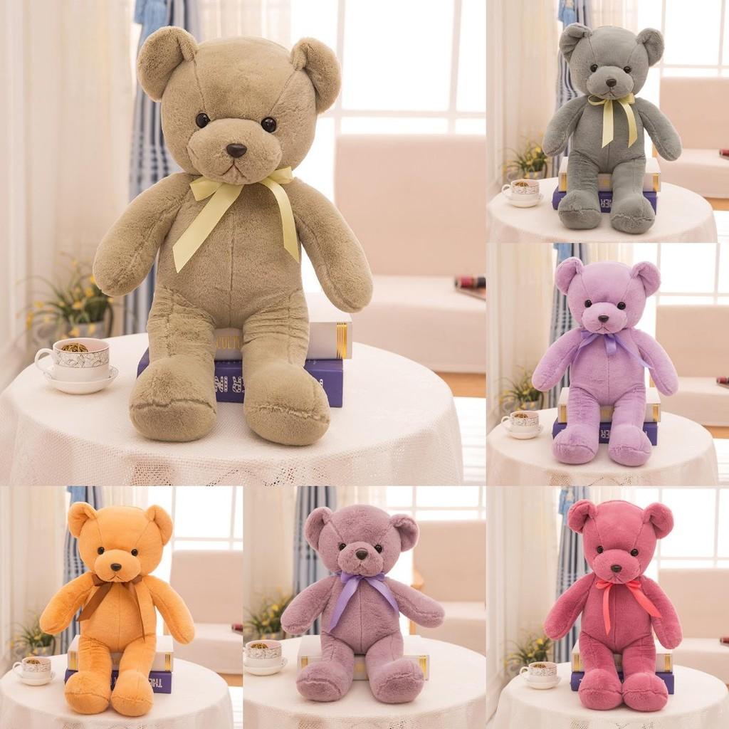 35cm Bear Teddy With Colored Bow Tie Plush Toy Stuffed Animal Doll Gifts Kids