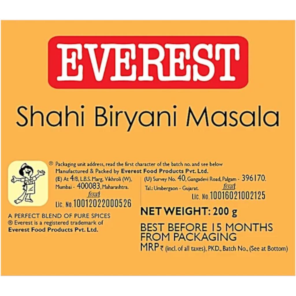 EVEREST Shahi Biryani Masala 200 G Pack Of 1 Aromatic Spice Blend For Flavorful Rice And Rich Authentic Biryani
