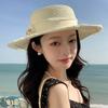 Women Summer Straw Hat Bowknot Ribbon Beach Sun Hat for Vacation Travel Seaside Photo Taking Sunscreen Visor Bucket Hat