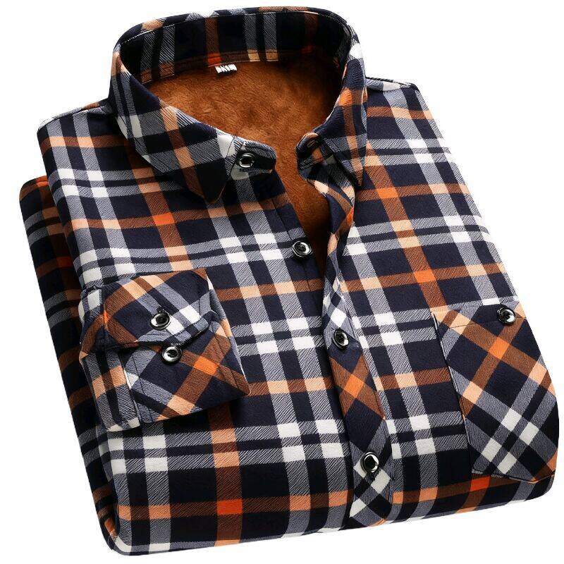 

Winter Plus Size Shirt for Men Thick Thermal Double Sided Fleece Shirt Big Tall Warm Lined Clothing Mid Age Men 5XL жовтий