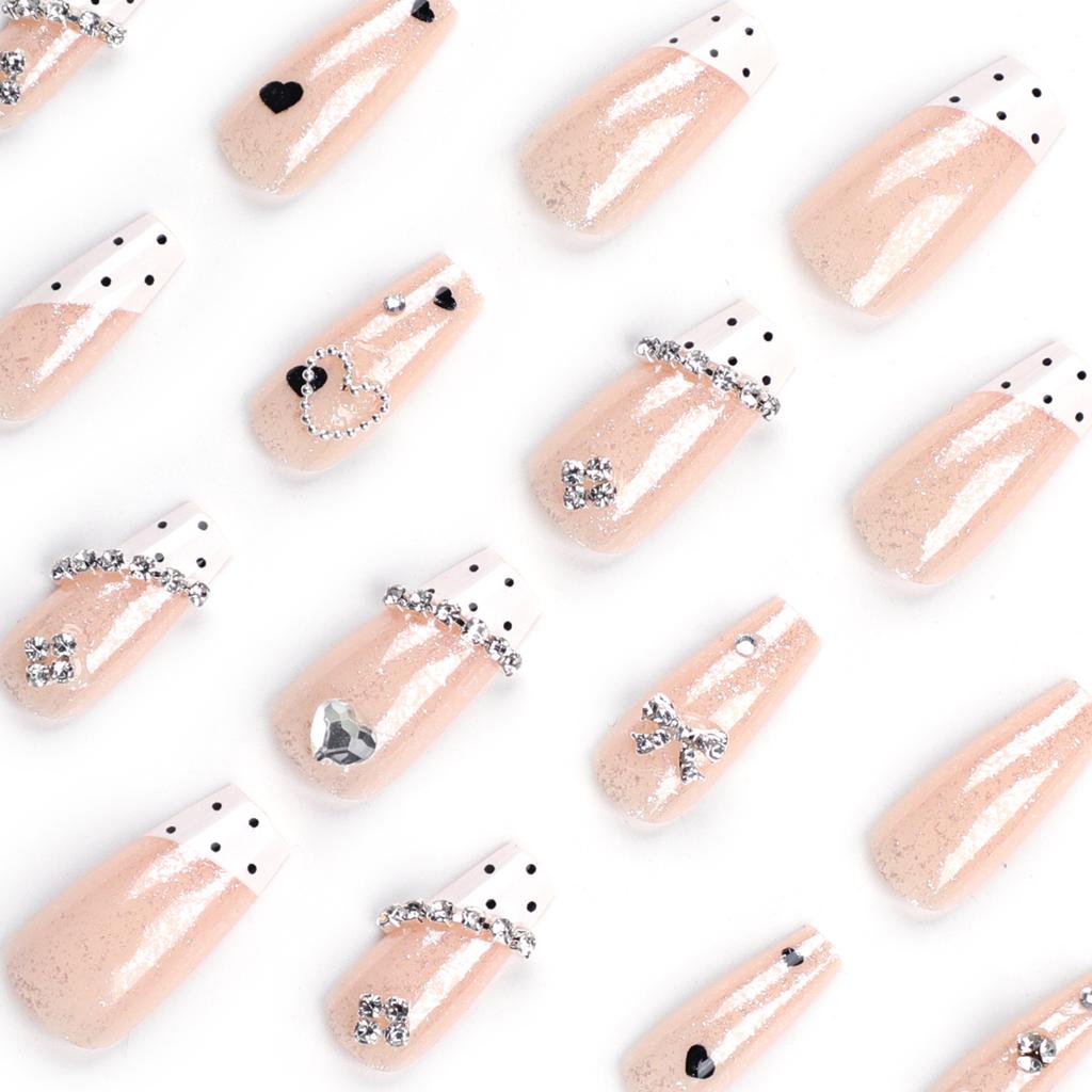 24 Pieces Flash Diamonds, Flash Bows, Cow Pattern Dots, Wearing Armor, Love Glitter Powder, Ice-permeable Nail Art Pads