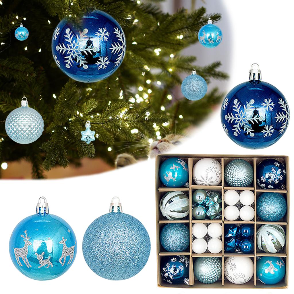 44Pcs Xmas Balls Decoration Plastic Christmas Tree Ornaments Xmas Decorative Hanging Ornaments for Christmas Tree Decorations