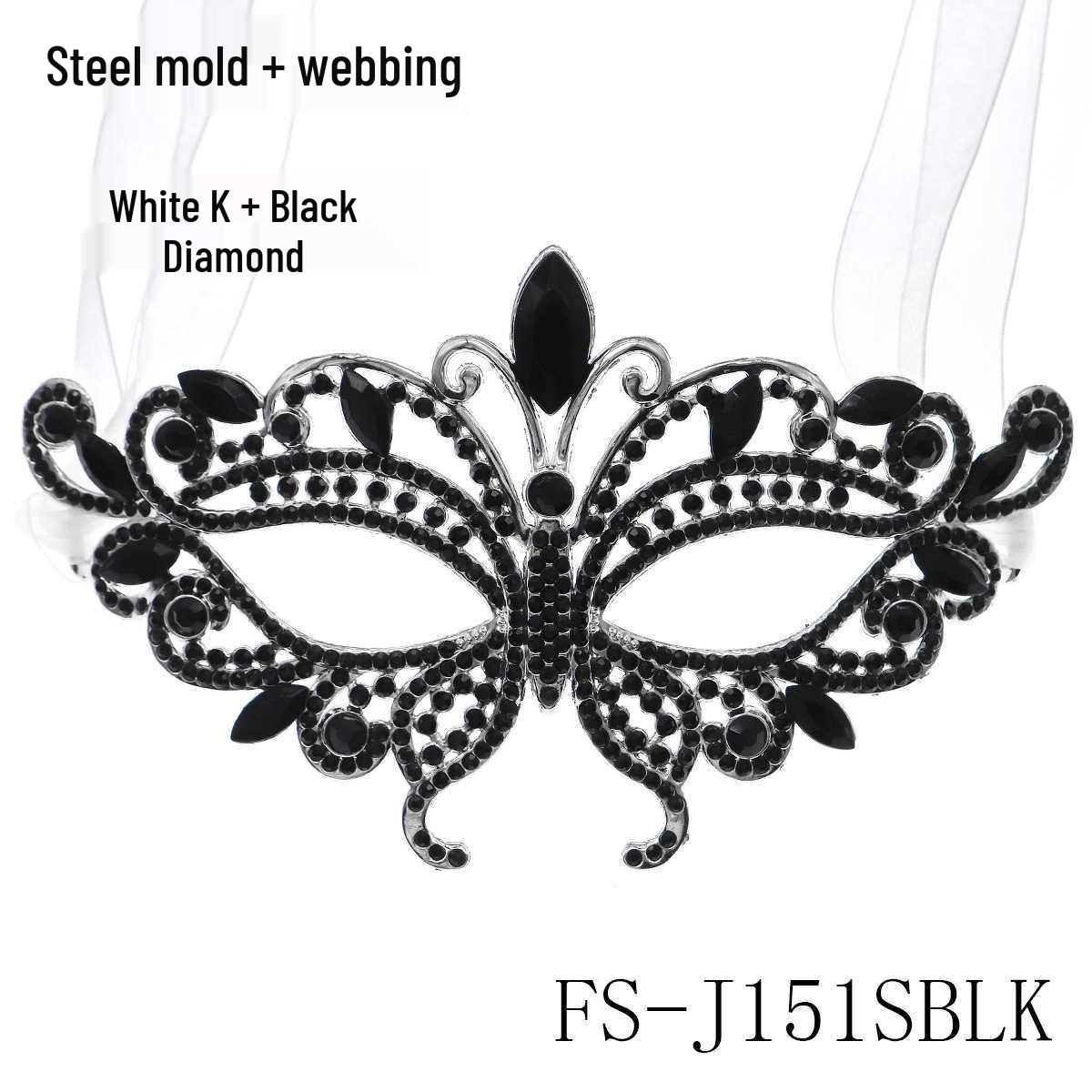 

European High-End Half-Face Halloween Mask with Luxury Alloy & Rhinestone Details for Party and Dance Events