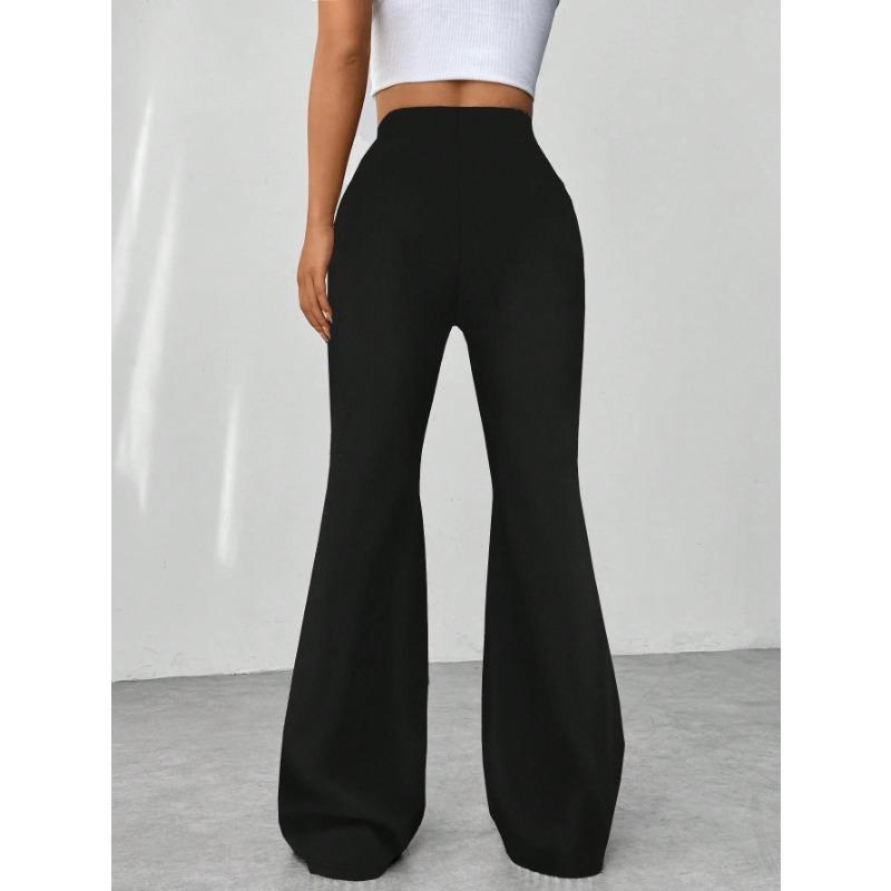 DAFIFY Women's Fashion Casual Solid Color Print High Waist Trousers Pants & Capris