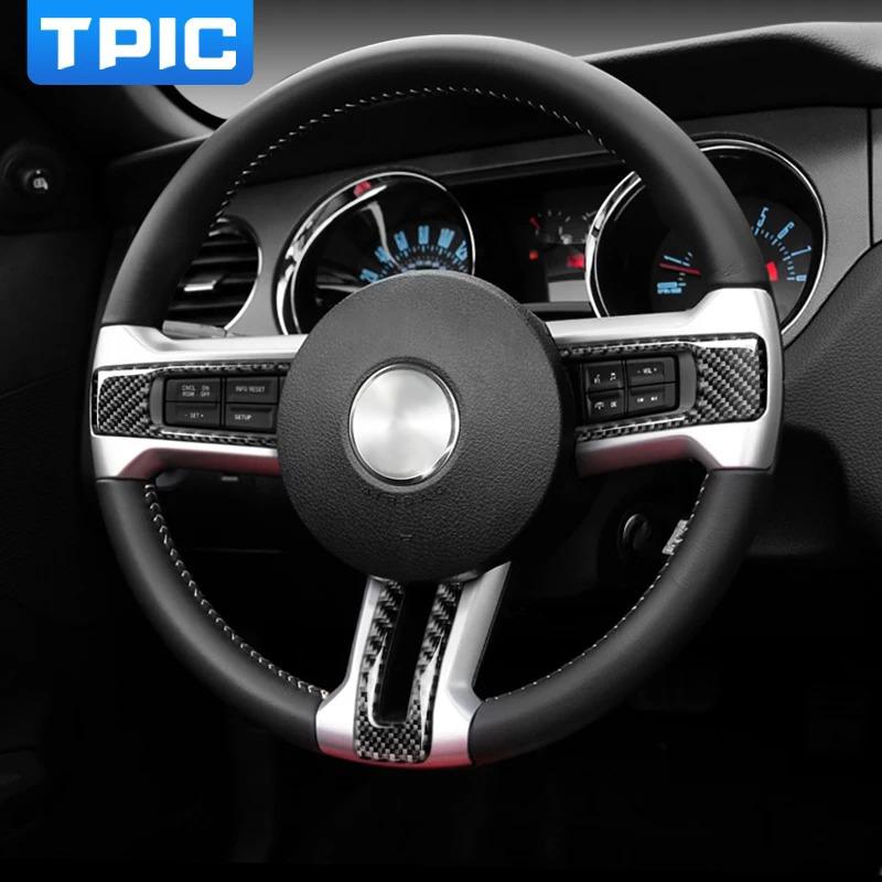 For Ford Mustang 2009-2013 Carbon Fiber Steering Wheel Panel Cover Trim Sticker Car Interior Decoration Tuning Accessories