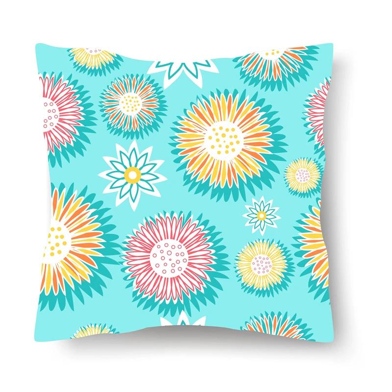Nordic Floral Print Pillowcase 45x45CM Sofa Office Seat Car Cushion Cover Creative Ornament Bedroom Room Home Decoration