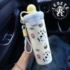 Water Bottle Cartoon Thermos Cup Learning Straw Cup Outdoor Girl Cute Coffee Cup
