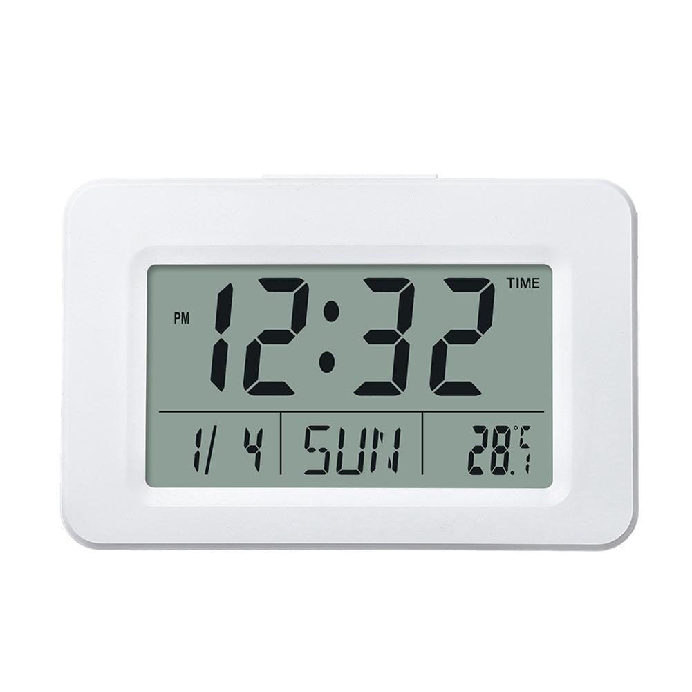 Temperature Display Black LCD Digital Clock Continuous Calendar Time Date Day Display Built-in Digital Thermometer белый