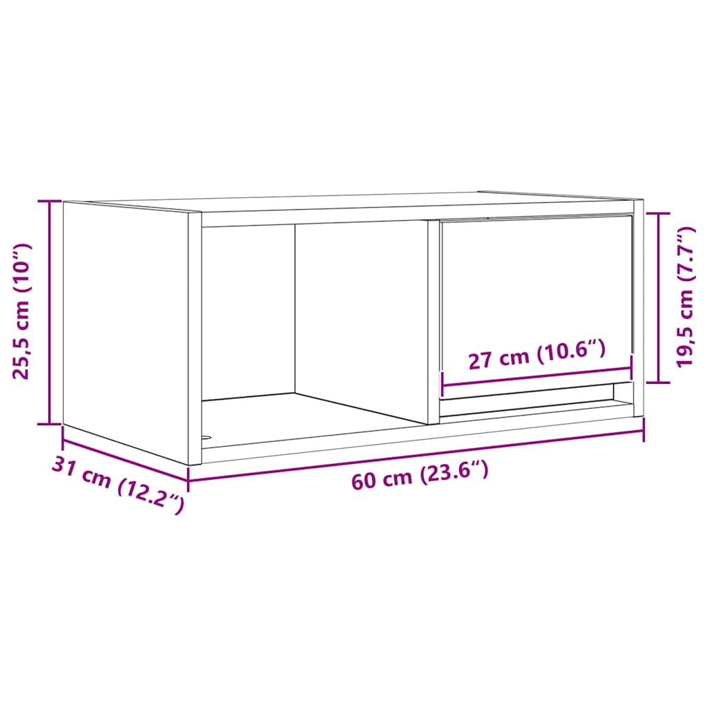 TV Cabinet Concrete Grey 60 x 31 x 25.5 cm Particleboard