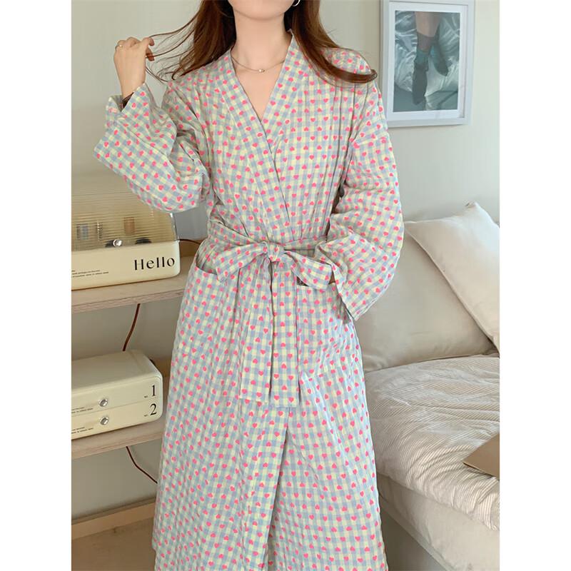 Yuzhaolin Women s Japanese Style Plaid Kimono Robe One Size (80-150 catties)