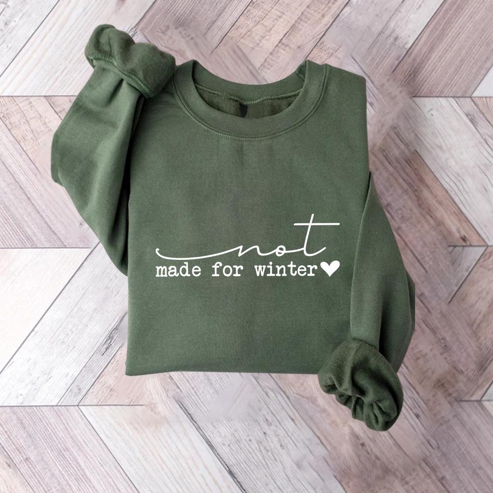 Women's Winter Unfit Simple Loose Fleece-Lined Pullover Hoodie