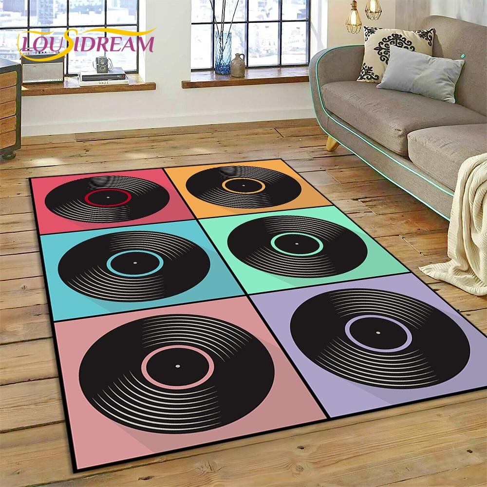 Płyta winylowa Muzyka DJ Ekran taśma Dywanik Dywan do Salonu Sypialni Dekoracja Domu, Mata Podłogowa Antypoślizgowa Dekoracja na Sofę Wycieraczka