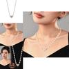 Luxurious Heart Pendant Necklace With Dazzling Diamond Inlay And Beautiful Pearl Chain