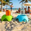 Becherhalter für den Strand in kräftigen Farben Stapelbarer tragbarer Getränkehalter für Handys Snacks Sonnencreme Sandfreier Organizer für Reisen Camping Picknick Familie