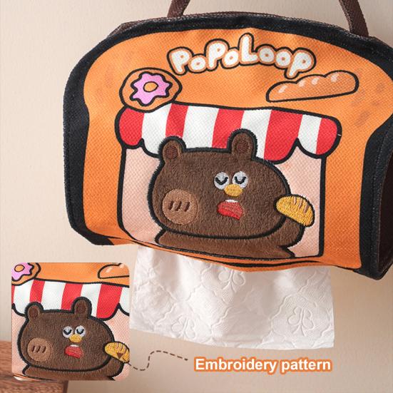 Tissue Box Cartoon Bakery Bear Design Waterproof Large Capacity Storage Pouch with Portable