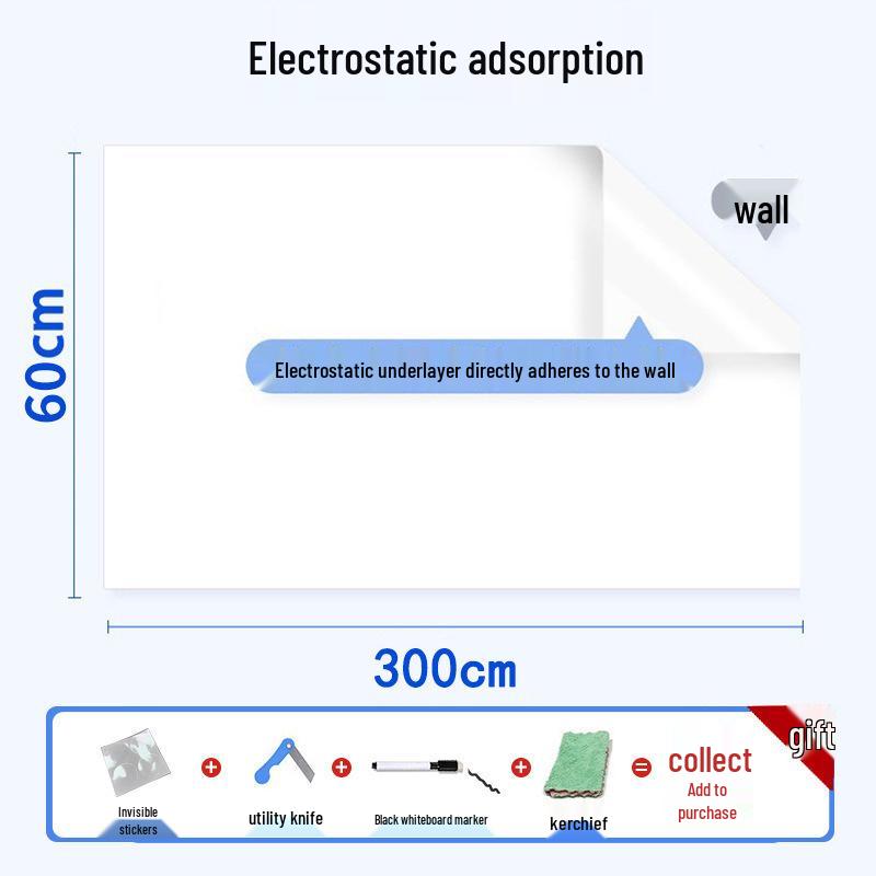 Ultra-Thin Portable Whiteboard Sticker - Erasable, No Glue, Wall-Safe