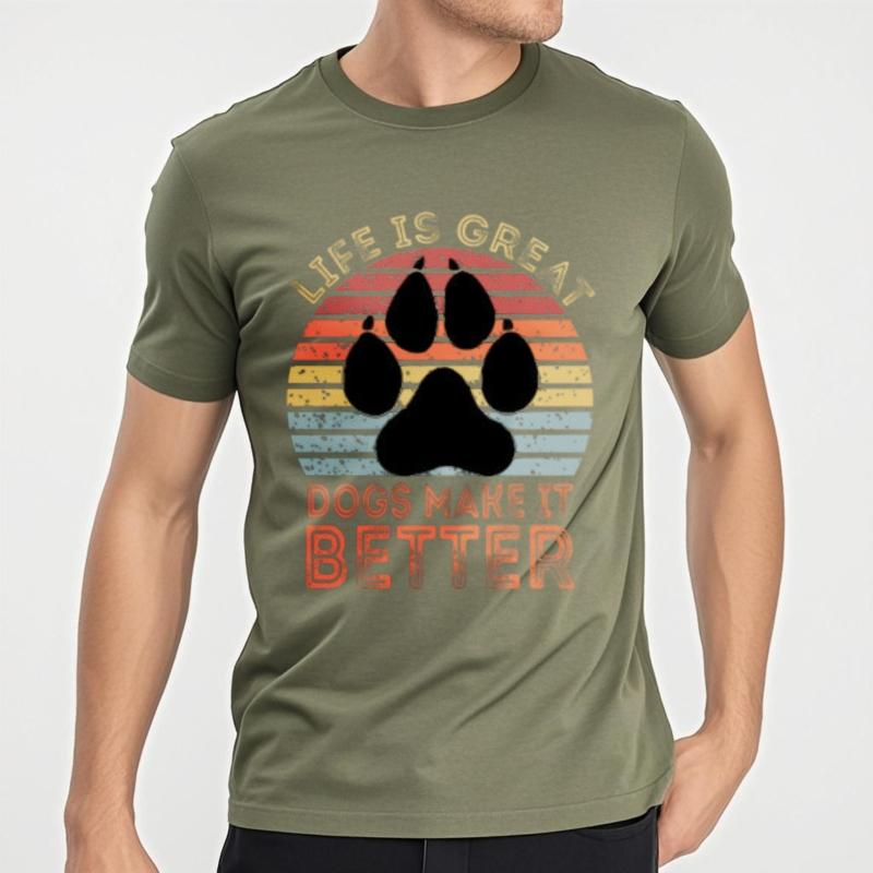 Tshirts For Unisex Workout Unisex Summer T Shirt Casual Life Is Great Dogs Make It Better Everyday Unisex Top Tees Big Size Tee Casual