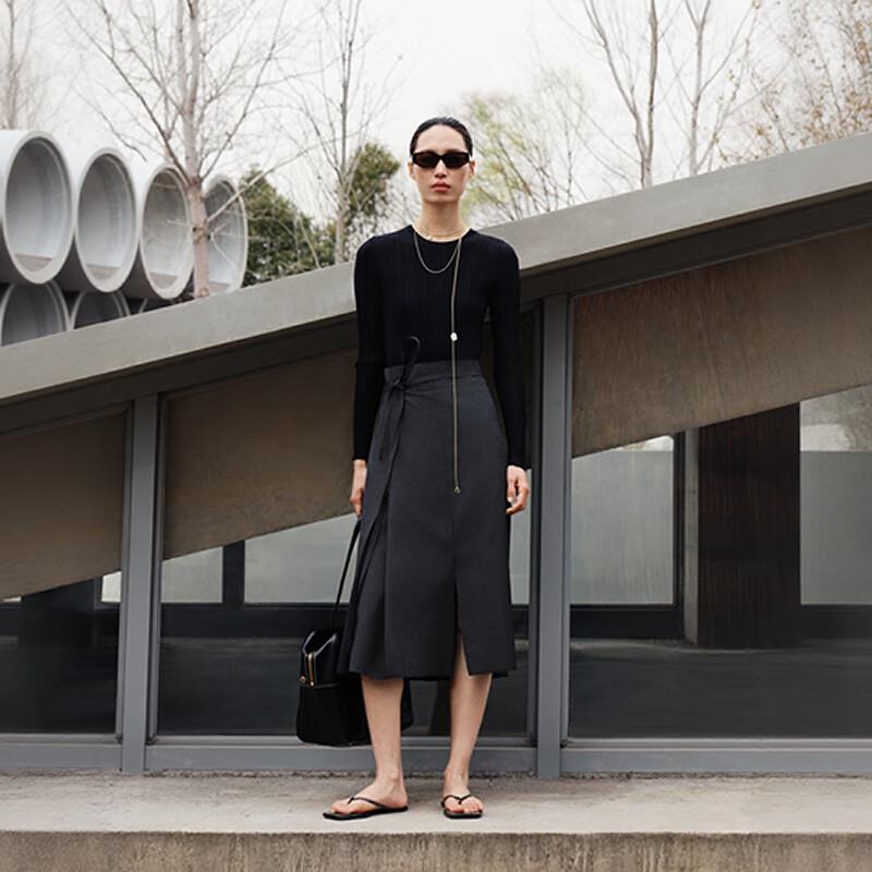 

LESS 2025 Spring Patchwork Long Sleeve Dress M