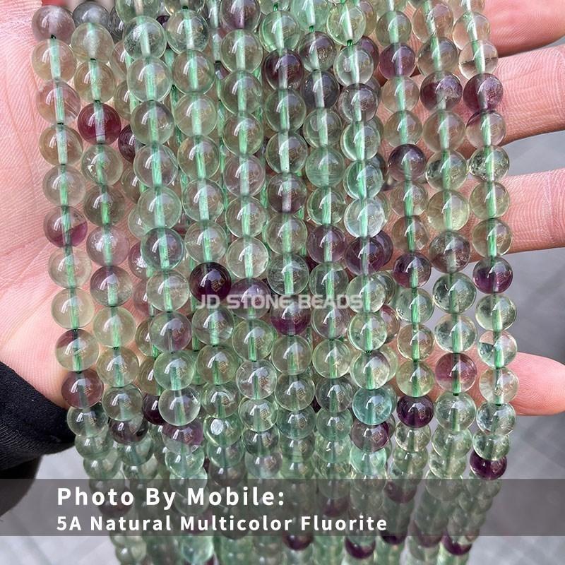 Sell Natural Colorful Fluorite Beads 4 6 8 10 12mm Pick Size High Quality Beads Ice Fluorite Gemstone For Jewelry Making