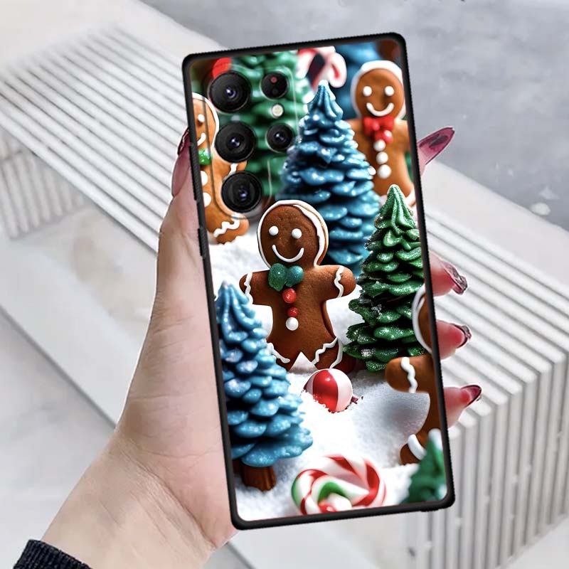 Boîte Cadeau Noël Design Coque de Téléphone Pour Samsung Galaxy S26 S25 S24 S23 S22 S21 S20 Ultra Plus FE 5G Noir TPU Souple