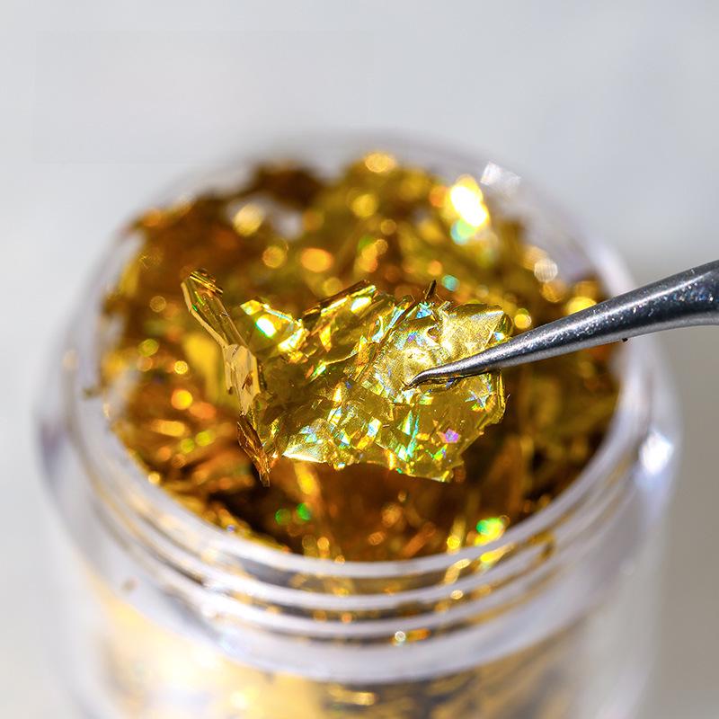 Ultra-Thin Iridescent Gold & Silver Nail Foil Fragments