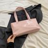 Women Simple Underarm Bag PU Leather Bowknot Handbag for Outdoor Travel (Pink)