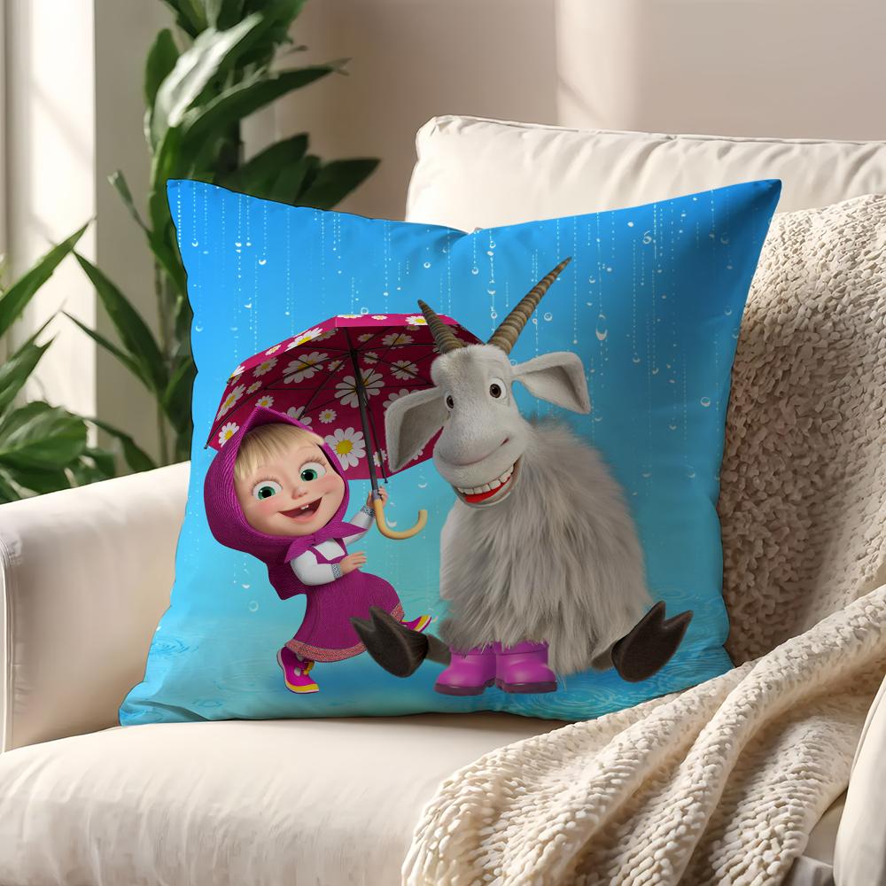 Cartoon M-Masha und die B-Bären süßer Kissenbezug Kissenhülle Zuhause Sofa Wohnzimmer Dekoration Büro Auto Nordische Schlichtheit
