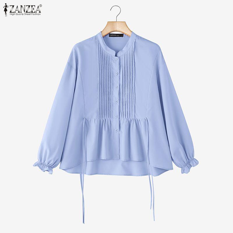 ZANZEA Dámská ležérní halenka s límečkem a dlouhým rukávem