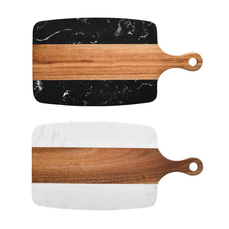 Two-Tone Marble & Acacia Wood Cutting Board for Vegetables, Cheese, and Kitchen Use