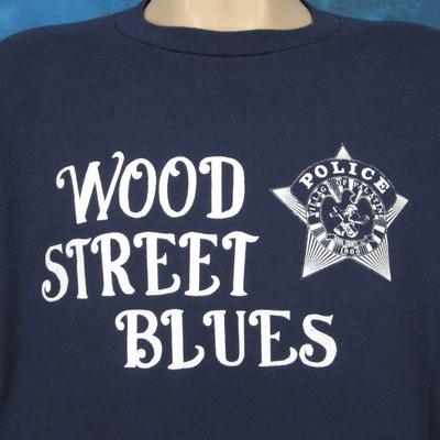 Vintage 80s WOOD STREET BLUES T-Shirt XL Palatine Llinois Hill Tv Single Stitch
