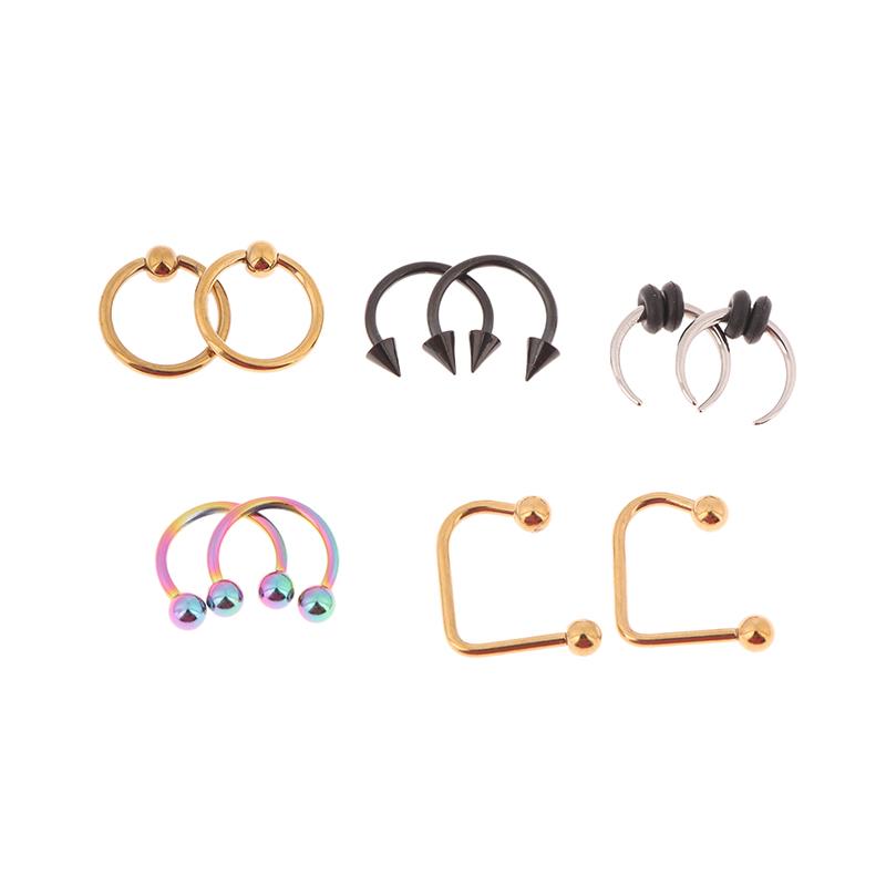 8Pcs/32Pcs Stainless Steel Piercing Hoop Accessories Nose Rings Labret Jewelry Tragus Labret Cartilage Earrings For Women Men