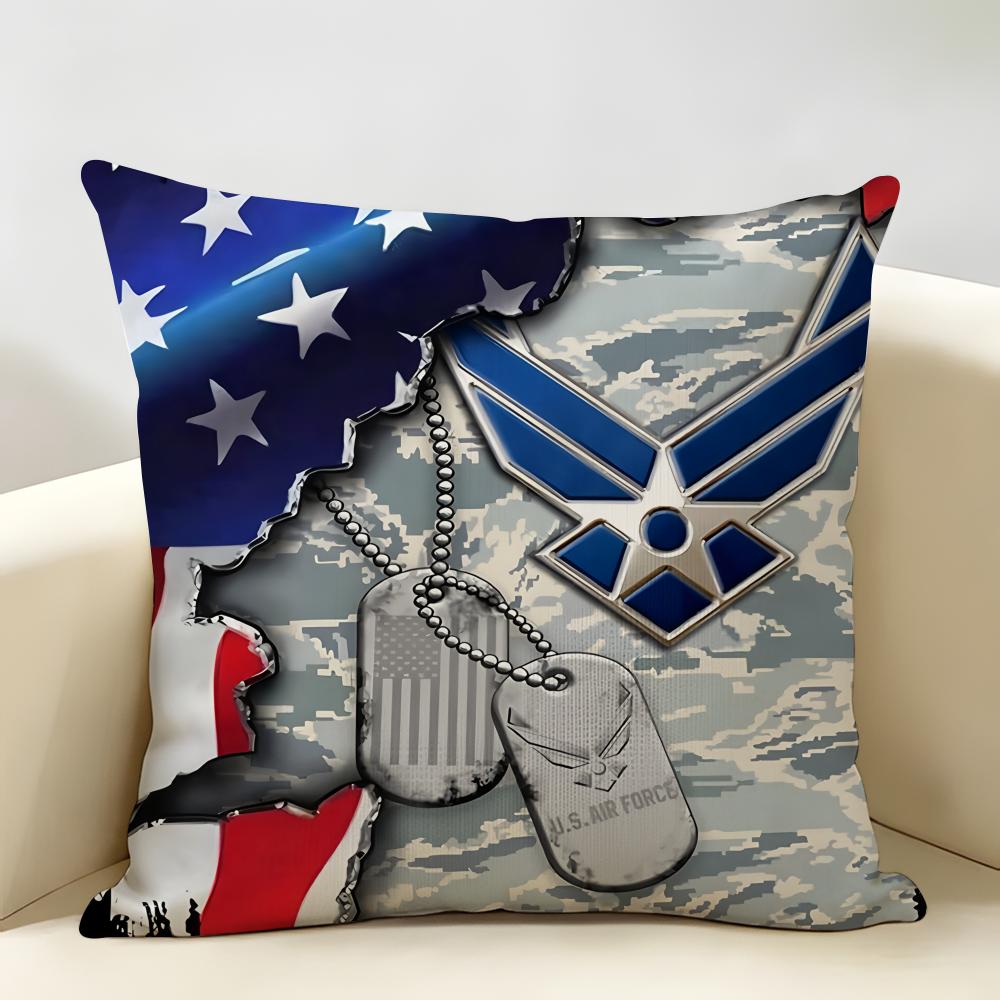 Emblem Usa Fire Police Military Cushion Cover Natural Linen Organic Fabric DoubleSided Printing Room Sofa Decor Pillow Case