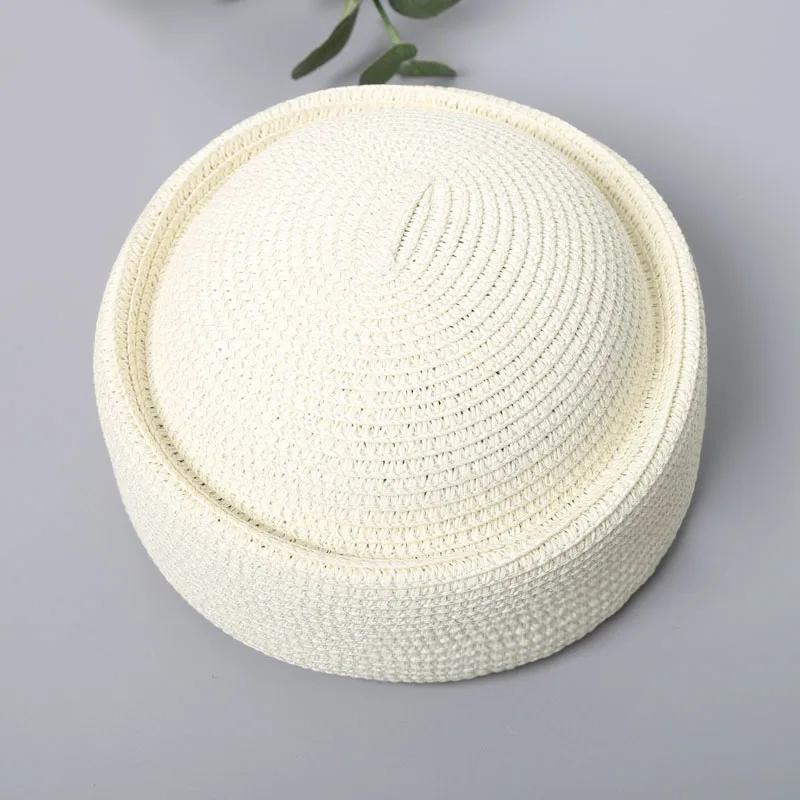 French Beret Hat Women Straw Cap Summer Circle Woven Sun Hat Church Derby Party Hostesses Pillbox Hat Millinery Fascinator Base