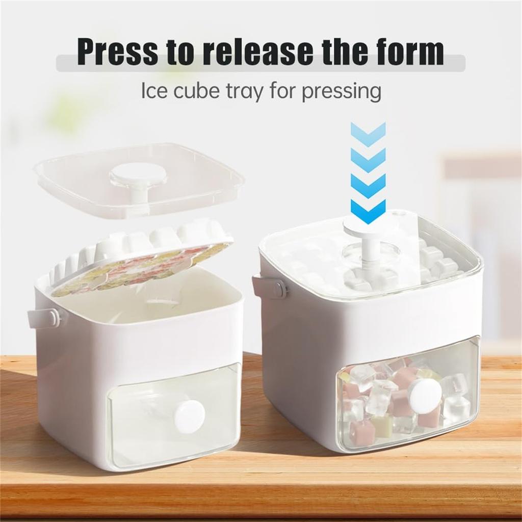 Press The Ice Tray With Lid, Ice Trays For Freezer, Double Layer 48 PCS Ice Tray With Lid