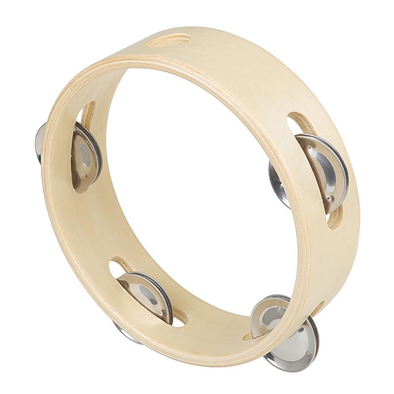 6 Inch Handbell Tambourine Metal Wooden Rattle Ball Percussion Hand Party
