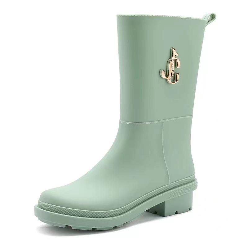 Summer High Tube New Womens Rain Boots Fashion Outdoor Thick Bottom Waterproof Non-Slip Leisure Car Wash Kitchen Work Rain Boots