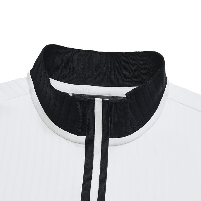Fila Golf Series Fashion Classic Simple Sports Golf Versatile Comfortable Casual Black And White Color Block Polo Shirt Women Tops A11W625118FWT