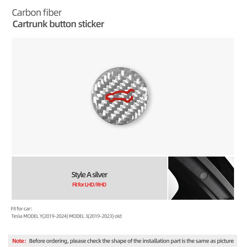 For Tesla 2019- Model 3 Highland 2026 Model Y Juniper Carbon Fiber Rear Trunk Switch Button Trim Sticker Car Interior Accessory