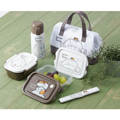 Skater Antibacterial Sealed Containers, 500ml, 2-Pack, Disney Baymax & Mochi Side Dish Containers, Made in Japan, FCN2WAG-A