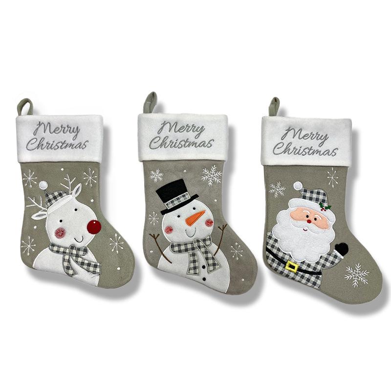 Christmas stockings Santa Claus snowman elk grey Christmas gift stockings decorative candy bag