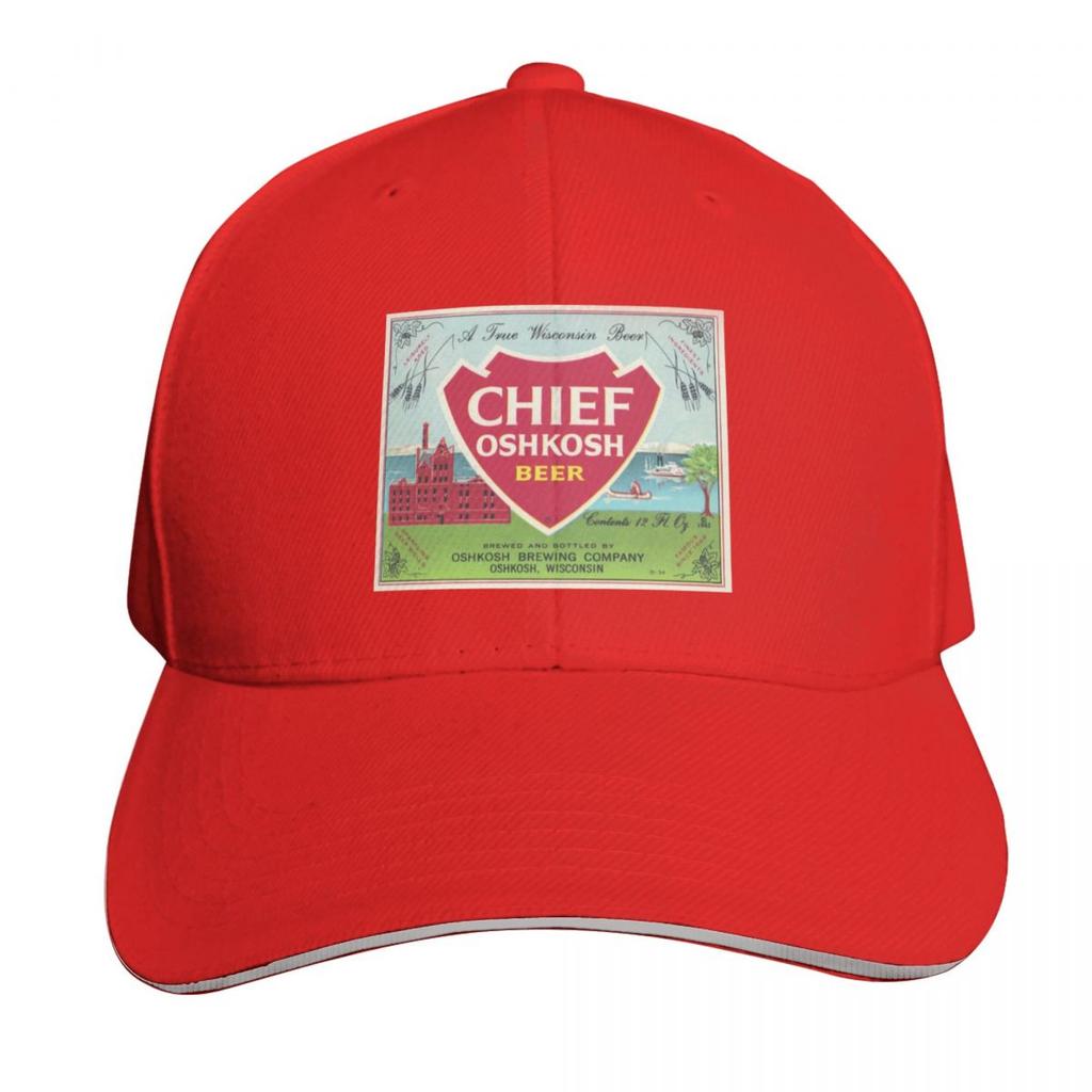 Chief Oshkosh Beer Label Baseball Cap Strapback Dad Hat Six Panel Structured Crown Sun Protection UPF
