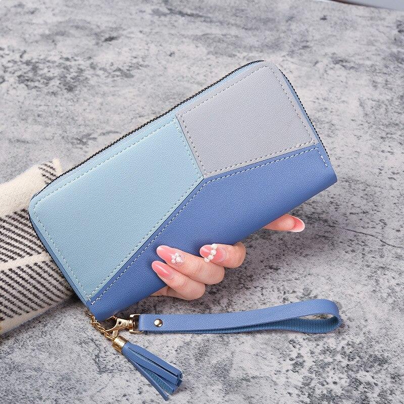 Cartera con Cremallera de Moda Cartera Larga para Dama Bolso Tote Portatarjetas Monedero Cartera de Cuero PU Cartera