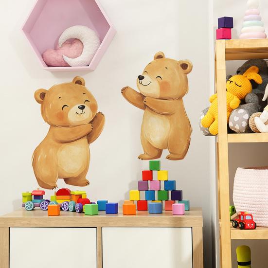 Bear Design Window Sticker, Self-Adhesive Waterproof Wall Decal for Living Room Bedroom Entrance Hall Home Decor