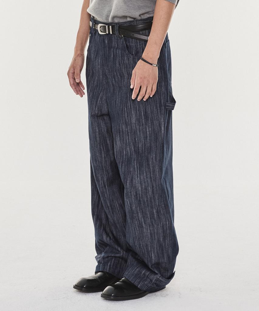 Gicheol Hem Button Wide Denim Pants (Raw Indigo)