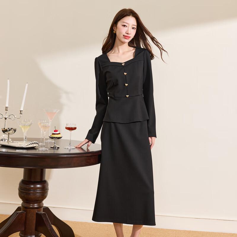 Sancai Plus Size Winter Two-Piece Top & A-Line Skirt Set