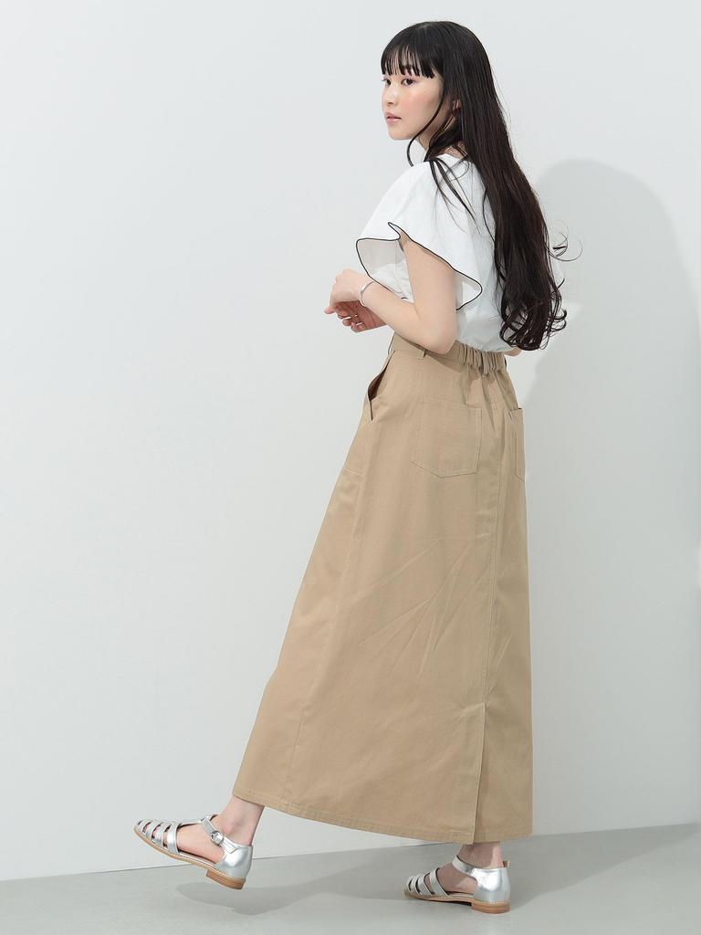 Flare Rock mit Hosenträgern BEIGE FREE [Beams Heart] Damen