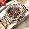 OLEVS New Original Luxury Fashion Square Quartz Watch Men Moon Phase Chronograph Watch Waterproof Luminous Date Watches For Man