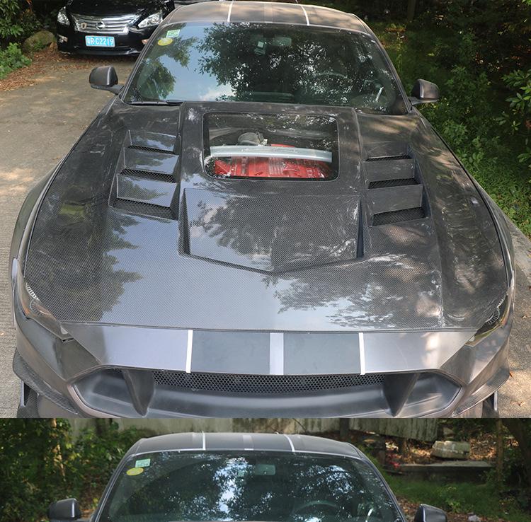 Ford Mustang 18-23 Transparent Carbon Fiber Hood Cover