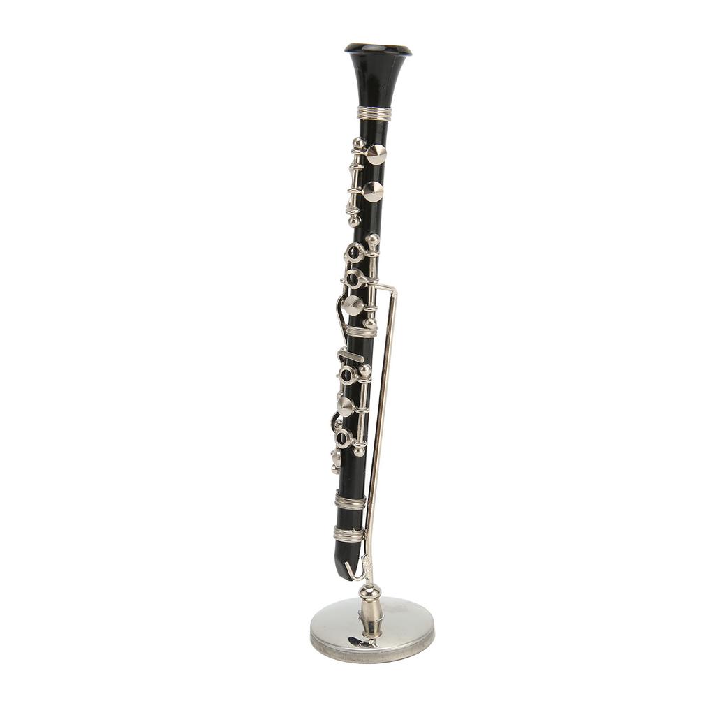 Miniature Clarinet Replica with Stand and Case Mini Musical Instrument Dollhouse Model Decoration
